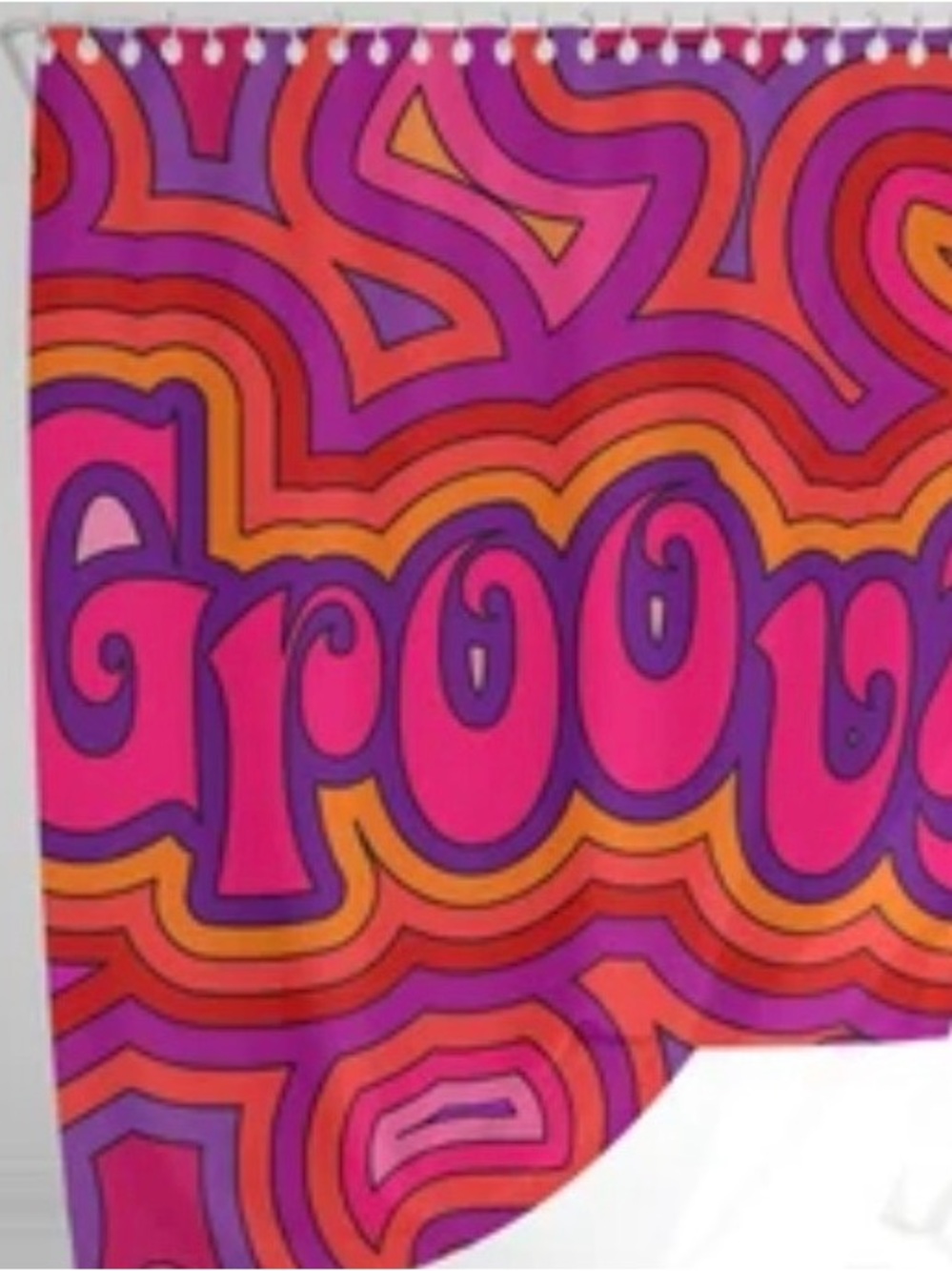 Groovy Retro Shower Curtain — Bold Pink & Purple